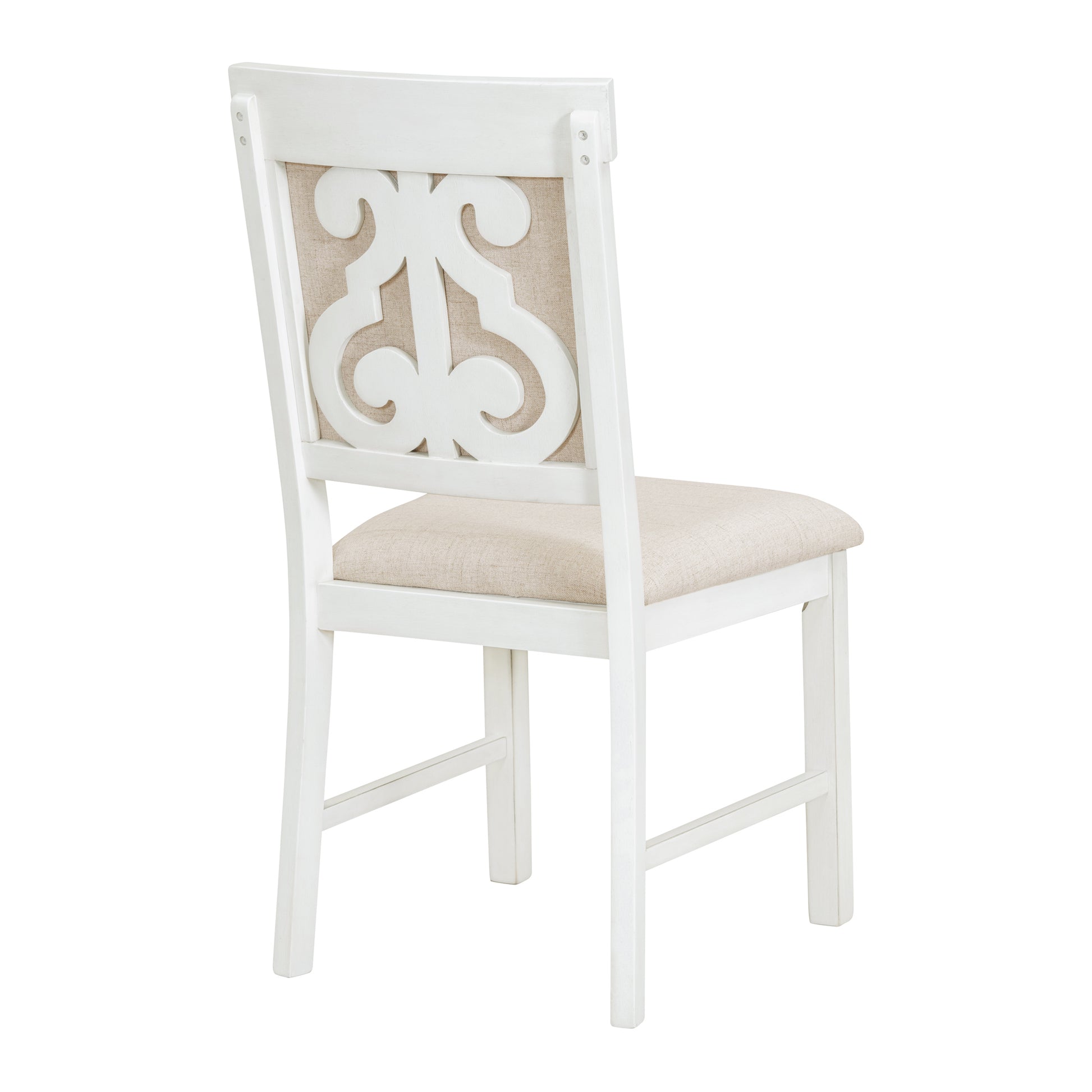 5 Piece Retro Functional Dining Set, 1 Extendable Table With A 16 Inch Leaf And 4 Upholstered Chairs For Dining Room And Kitchen Antique White Antique White Solid Wood