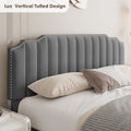 Lift Up Queen Size Bed Velvet Grey Box Spring Not Required Queen Gray Wood Light Brown Bedroom American Design Poplar Slat Beds Foam Velvet Upholstered