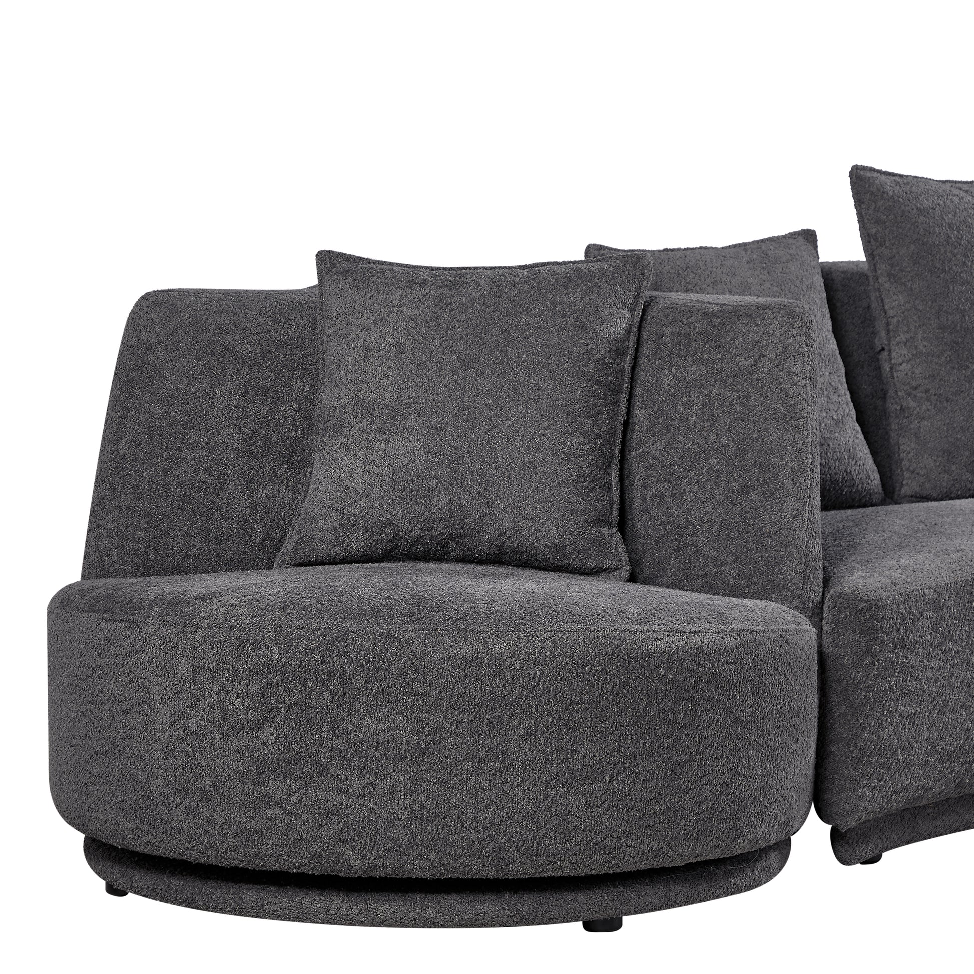 Liyasi Living Room Sofa Set With Luxury Teddy Fleece2 Seaterarmchair Swivel 360 Degree Grey Polyester Wood Primary Living Space Eucalyptus Foam Fabric 3 Seat