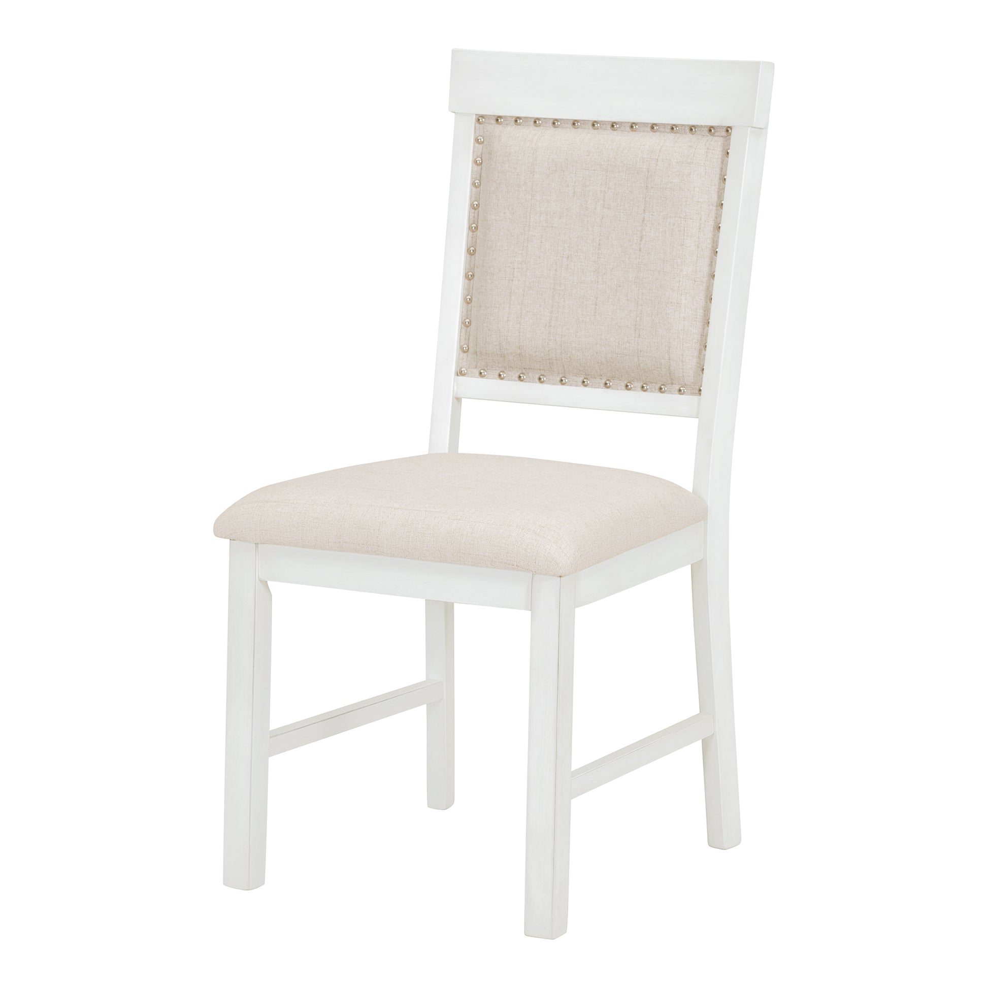 5 Piece Retro Functional Dining Set, 1 Extendable Table With A 16 Inch Leaf And 4 Upholstered Chairs For Dining Room And Kitchen Antique White Antique White Solid Wood