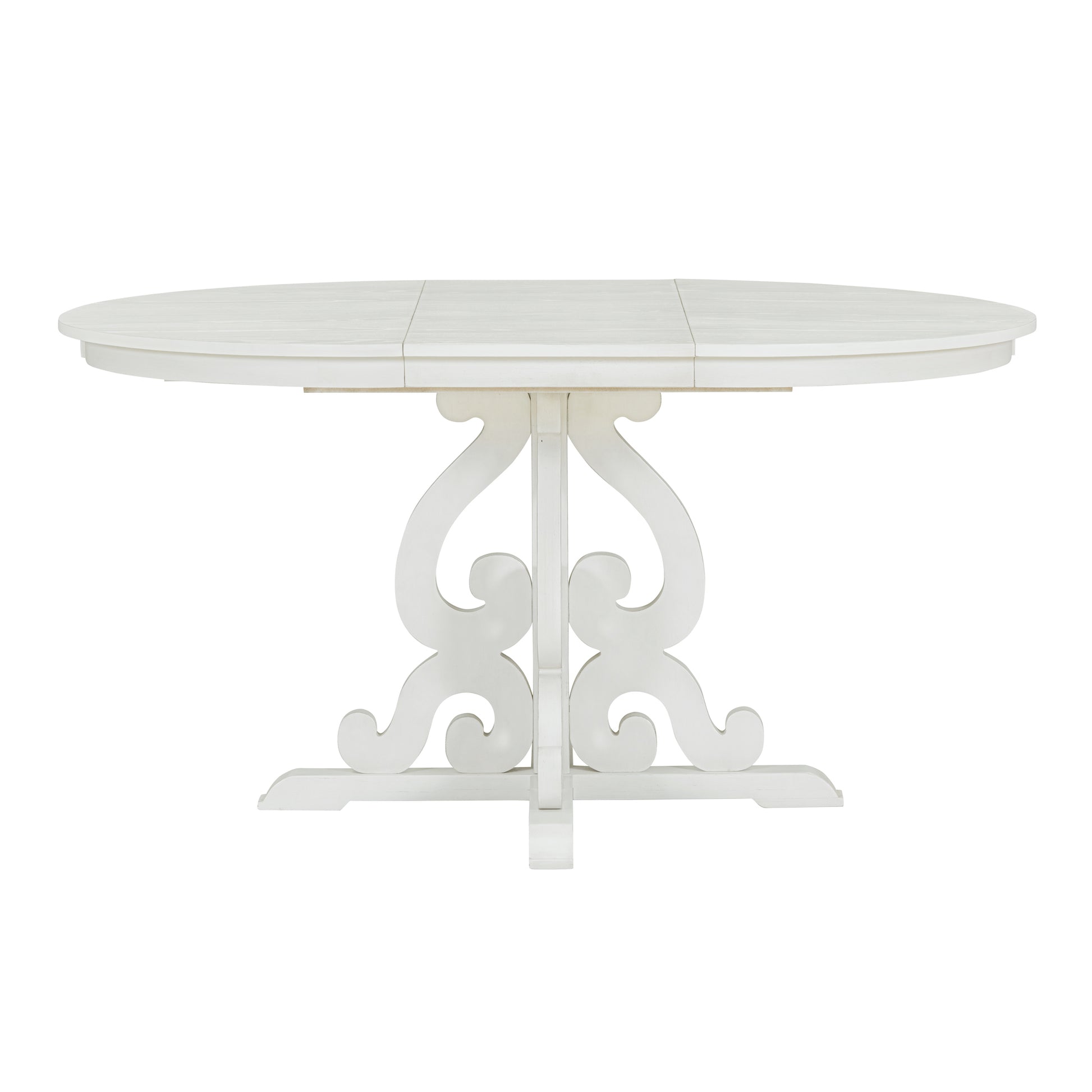 5 Piece Retro Functional Dining Set, 1 Extendable Table With A 16 Inch Leaf And 4 Upholstered Chairs For Dining Room And Kitchen Antique White Antique White Solid Wood