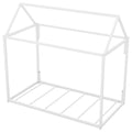 Metal House Shape Platform Bed, Twin White Metal