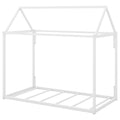 Metal House Shape Platform Bed, Twin White Metal