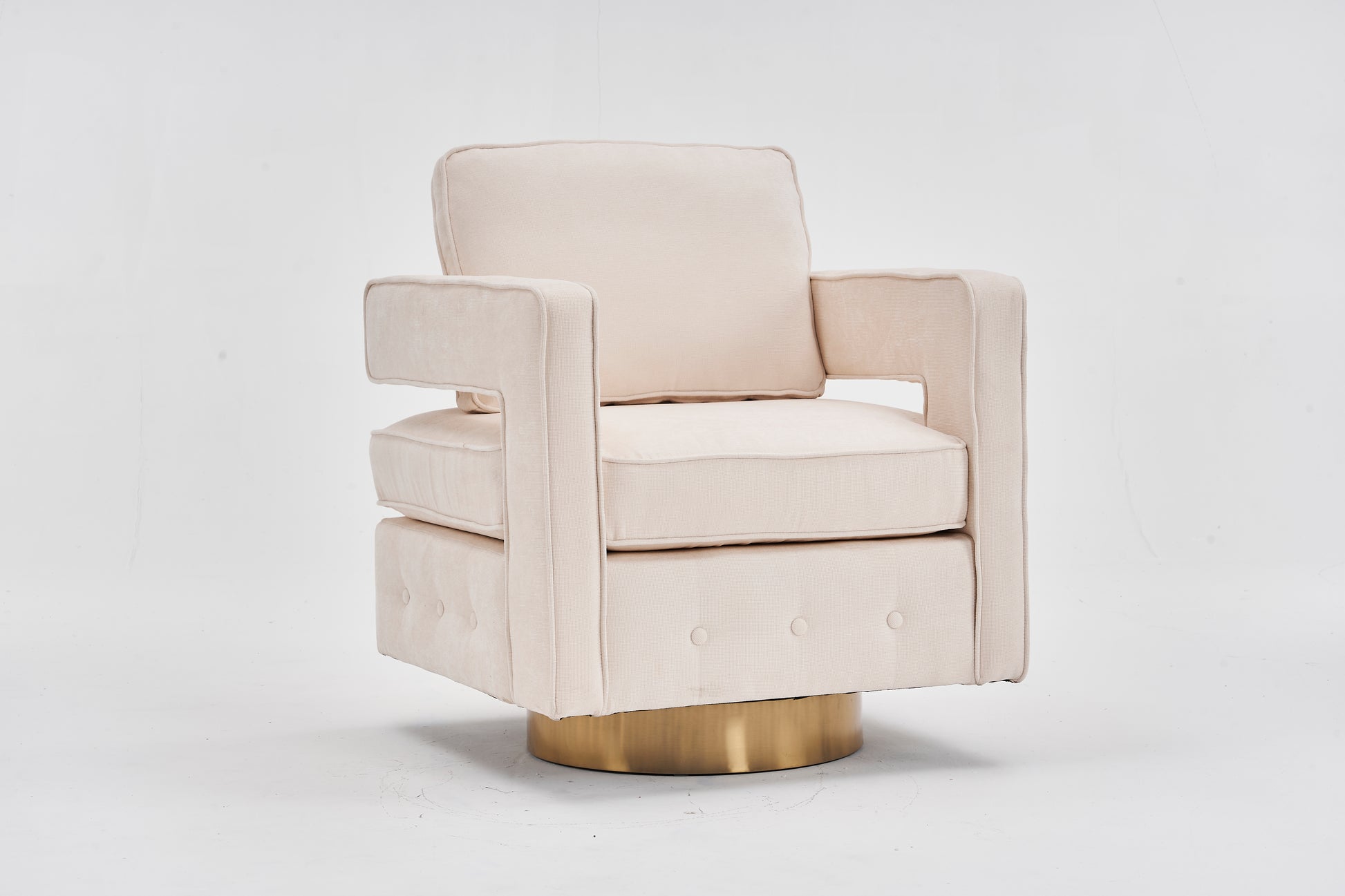 Swivel Barrel Chair For Living Room,360 Degree Swivel Club Modern Accent Single Sofa Chair, Small Leisure Arm Chair For Nursery, Hotel, Bedroom, Office Beige Primary Living Space Modern Linen