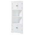 Tall Bathroom Storage Cabinet, Corner Cabinet With Doors And Adjustable Shelf, Mdf Board, White White Mdf