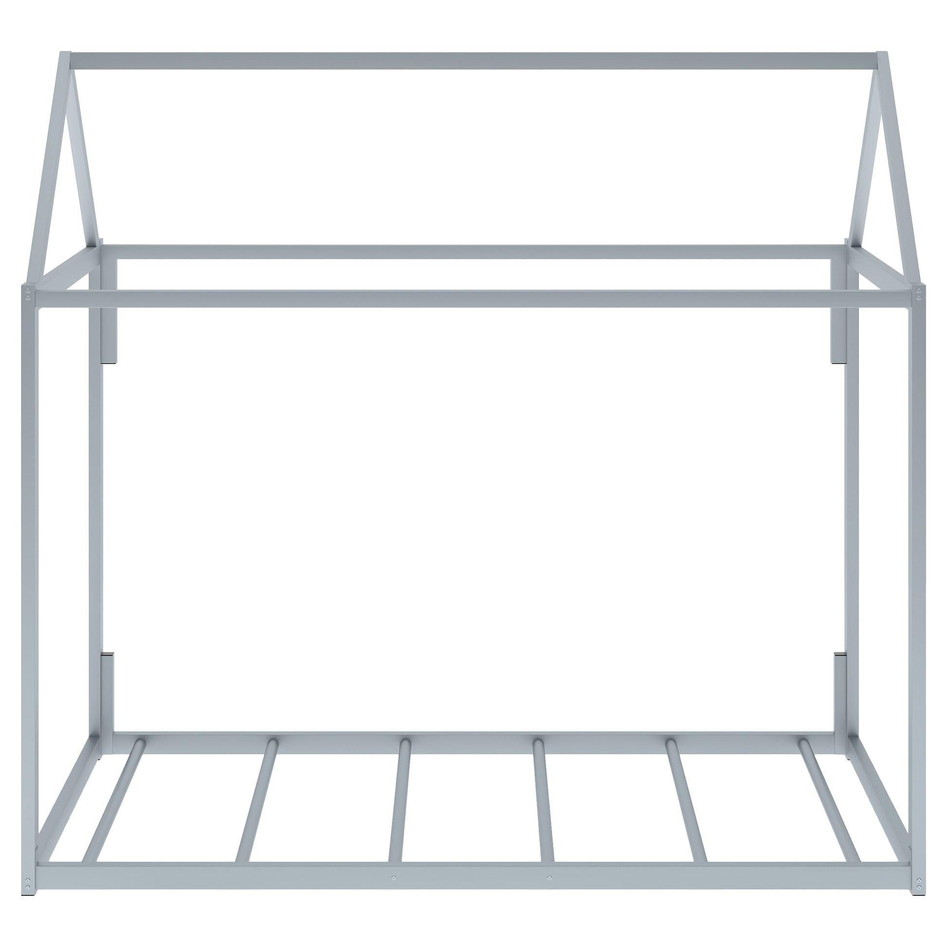 Metal House Shape Platform Bed, Twin Silver Metal