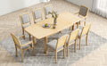 Rustic Extendable 84Inch Dining Table Set With 24Inch Removable Leaf6 Upholstered Armless Dining Chairs And 2 Padded Arm Chairs, 9 Pieces, Natural Wood Dining Room Extendable Rubberwood Rectangular Dining Table With Chair Upholstered Chair Wood Natural