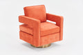 Swivel Barrel Chair For Living Room,360 Degree Swivel Club Modern Accent Single Sofa Chair, Small Leisure Arm Chair For Nursery, Hotel, Bedroom, Office Orange Primary Living Space Modern Linen