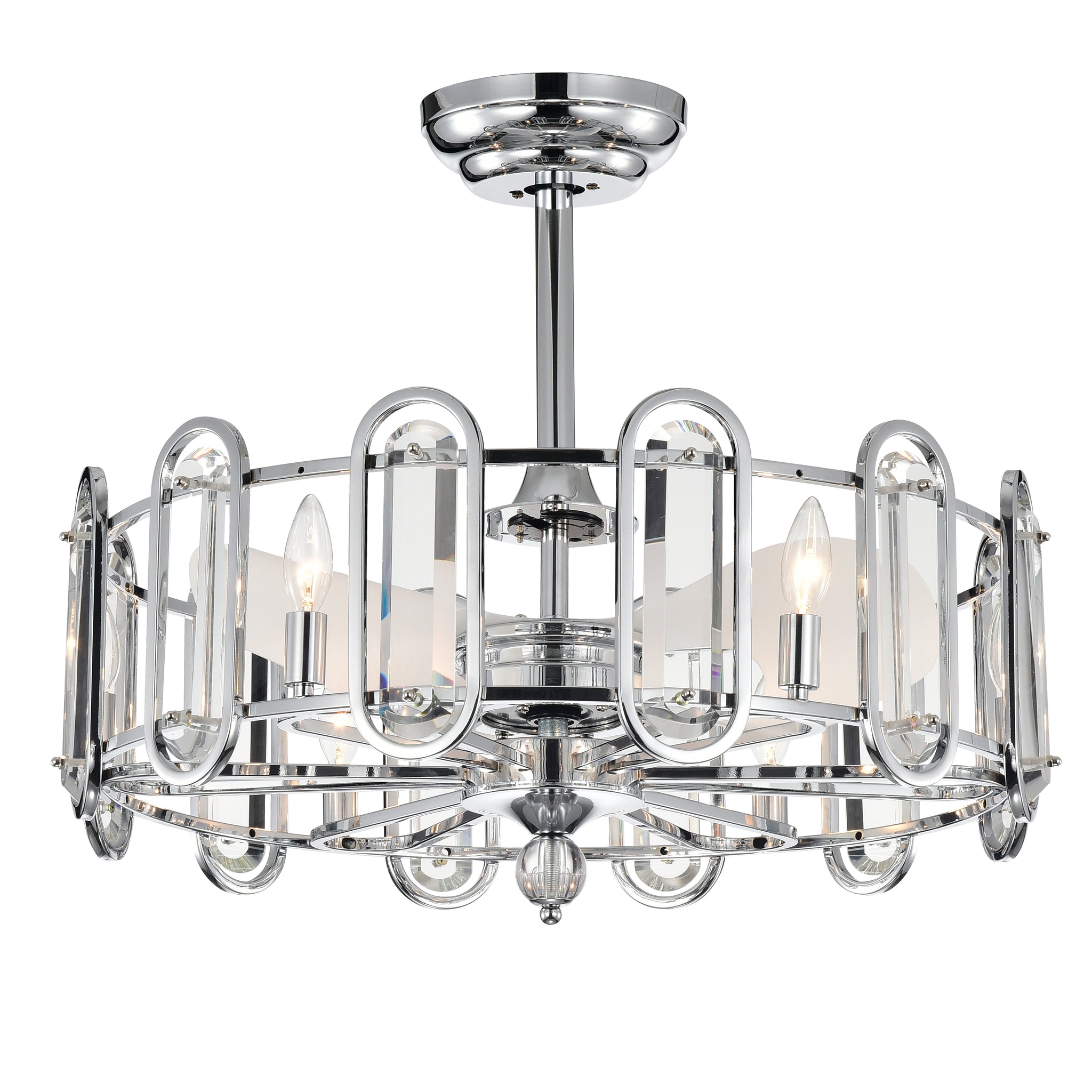 Dia 26 Inch Crystal Chandelier Ceiling Fan Vintage Fandelier Flush Mounted Invisible For Bedroom Dining Room Living Room Kitchen Farmhouse Entry, Chrome Chrome American Design,American Traditional,Retro,Traditional,Vintage Crystal Iron