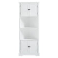 Tall Bathroom Storage Cabinet, Corner Cabinet With Doors And Adjustable Shelf, Mdf Board, White White Mdf