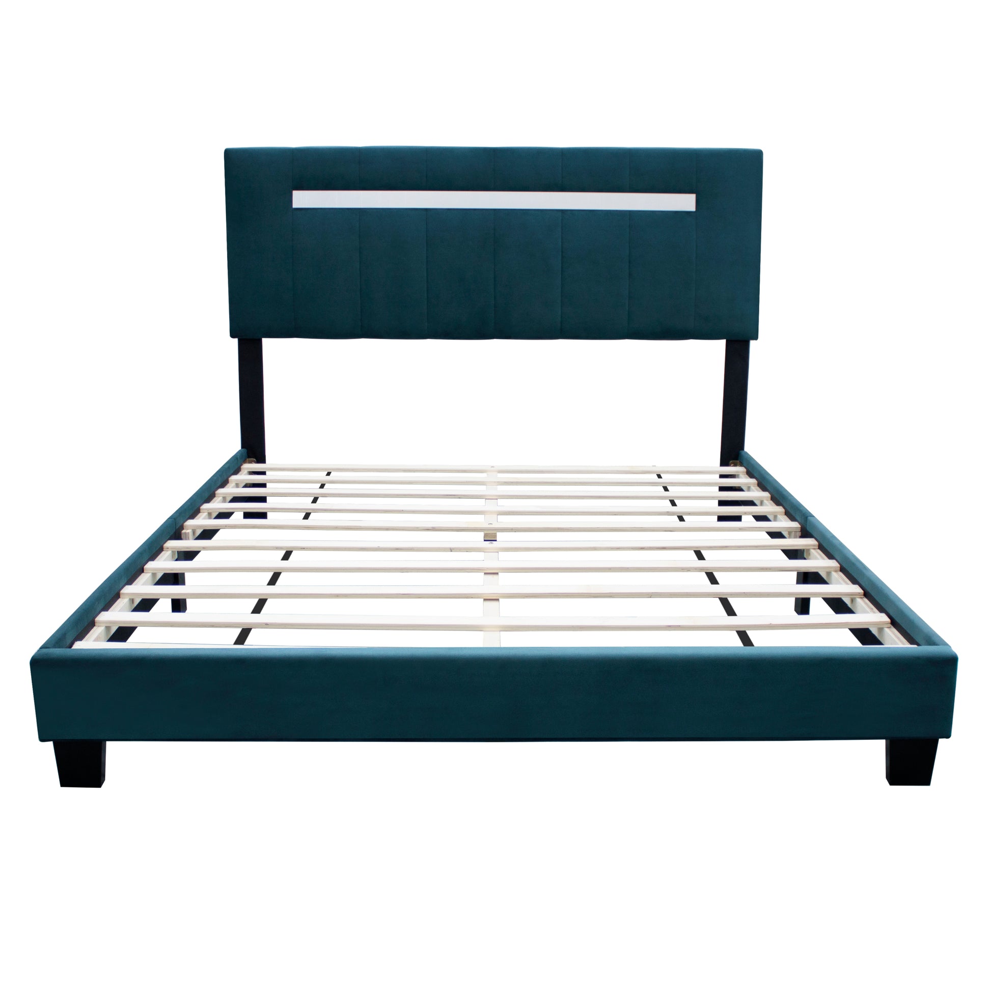 Green Adjustable Queen Size Upholstered Bed Frame Velvet Fabric Laminated Bed Frame Box Spring Not Required Queen Green Wood Espresso Bedroom Minimalist,Retro Rubberwood Adjustable Bedbase Fiber Foam And Polyester Fiber Pad Velvet Upholstered