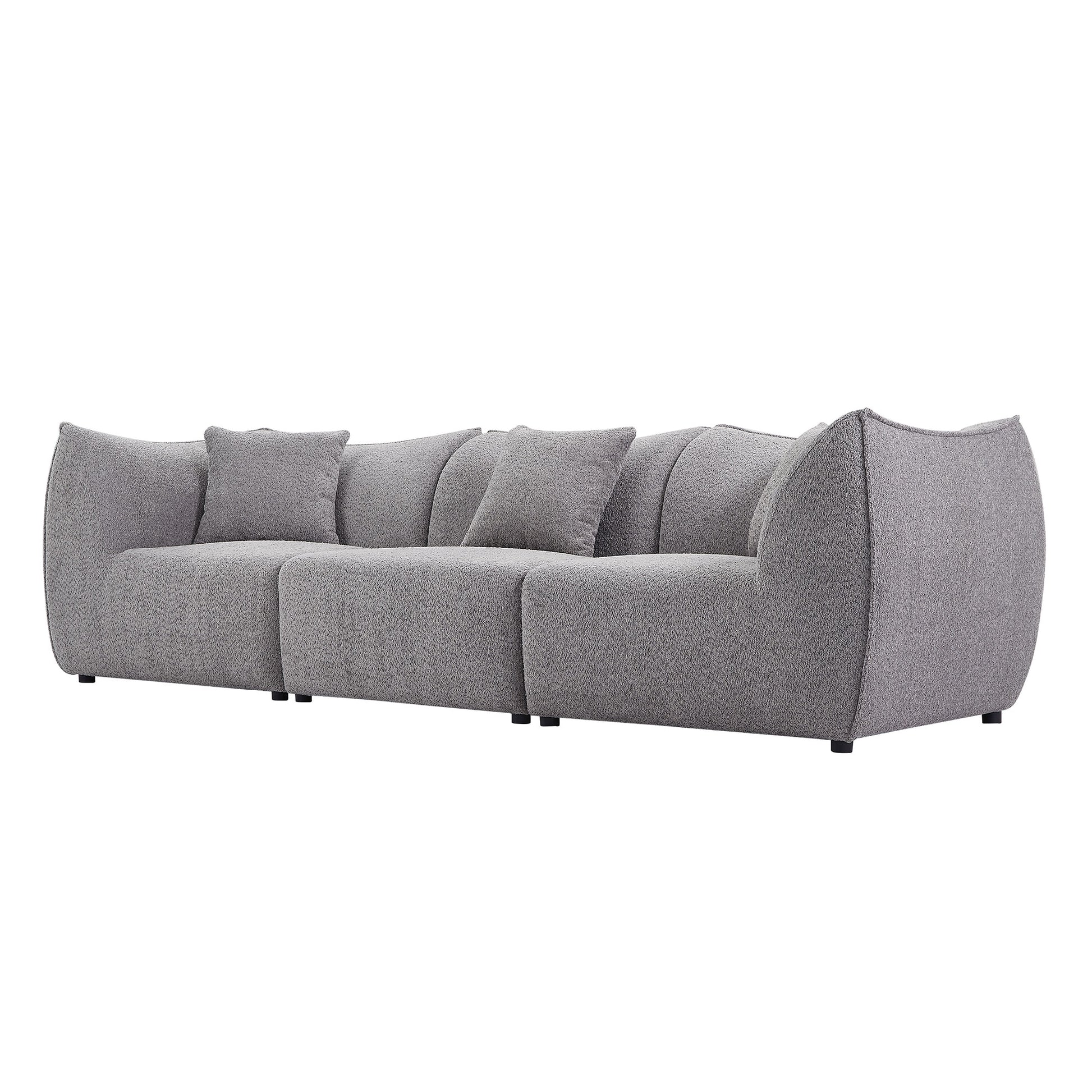 111 Inch Sofa, Comfy Sofa Couch With Deep Seats Modern Sofa 3 Seater Sofa, Couch For Living Room Apartment Lounge Grey Gray Teddy