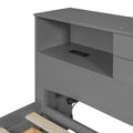 Full Size Wood Pltaform Bed With Win Size Trundle, 3 Drawers, Upper Shelves And A Set Of Usb Ports & Sockets, Gray Gray Solid Wood Mdf
