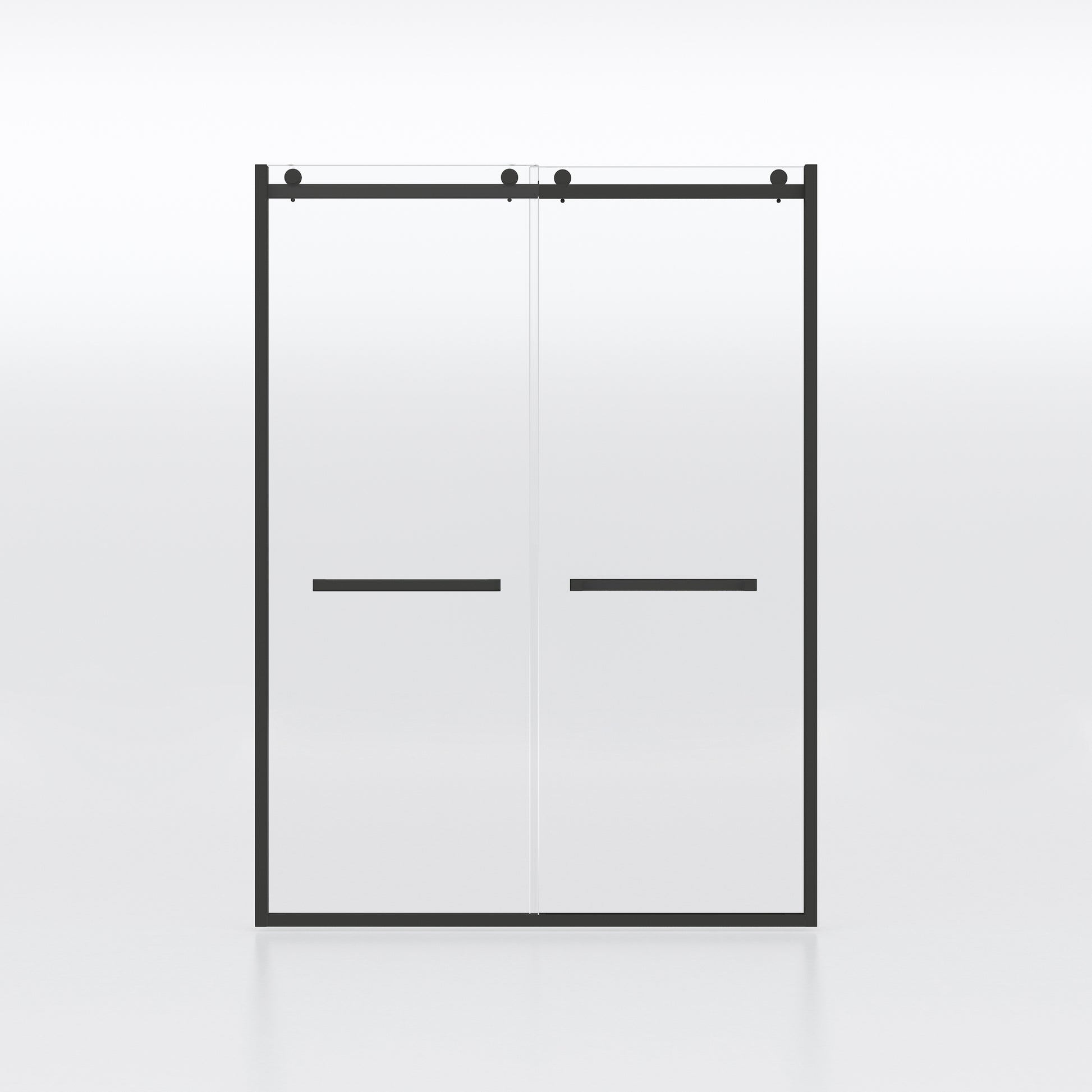 Semi Frameless Double Sliding Glass Shower Doors, 60" Width X 76"Height With 3 8" 10Mm Clear Tempered Glass, Matt Black Finish Matt Black Bathroom American Design Stainless Steel Tempered Glass