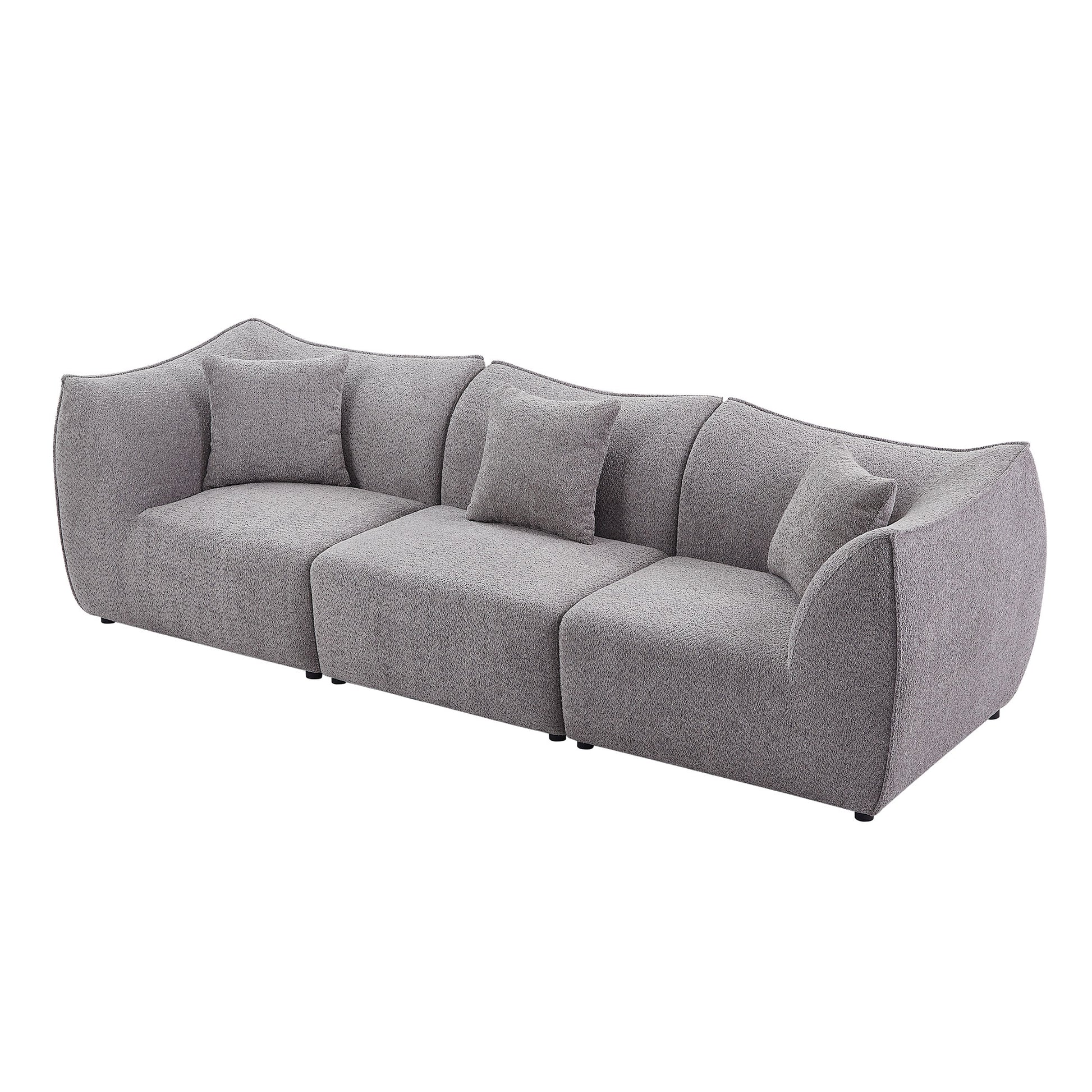 111 Inch Sofa, Comfy Sofa Couch With Deep Seats Modern Sofa 3 Seater Sofa, Couch For Living Room Apartment Lounge Grey Gray Teddy