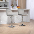 Coolmore Bar Stools With Back And Footrest Counter Height Dining Chairs 2Pc Set,360 Velvet Swivel Bar Stools Set Of 2, Adjustable Counter Height Bar Chairs Gray Velvet Gray Primary Living Space Foam Velvet
