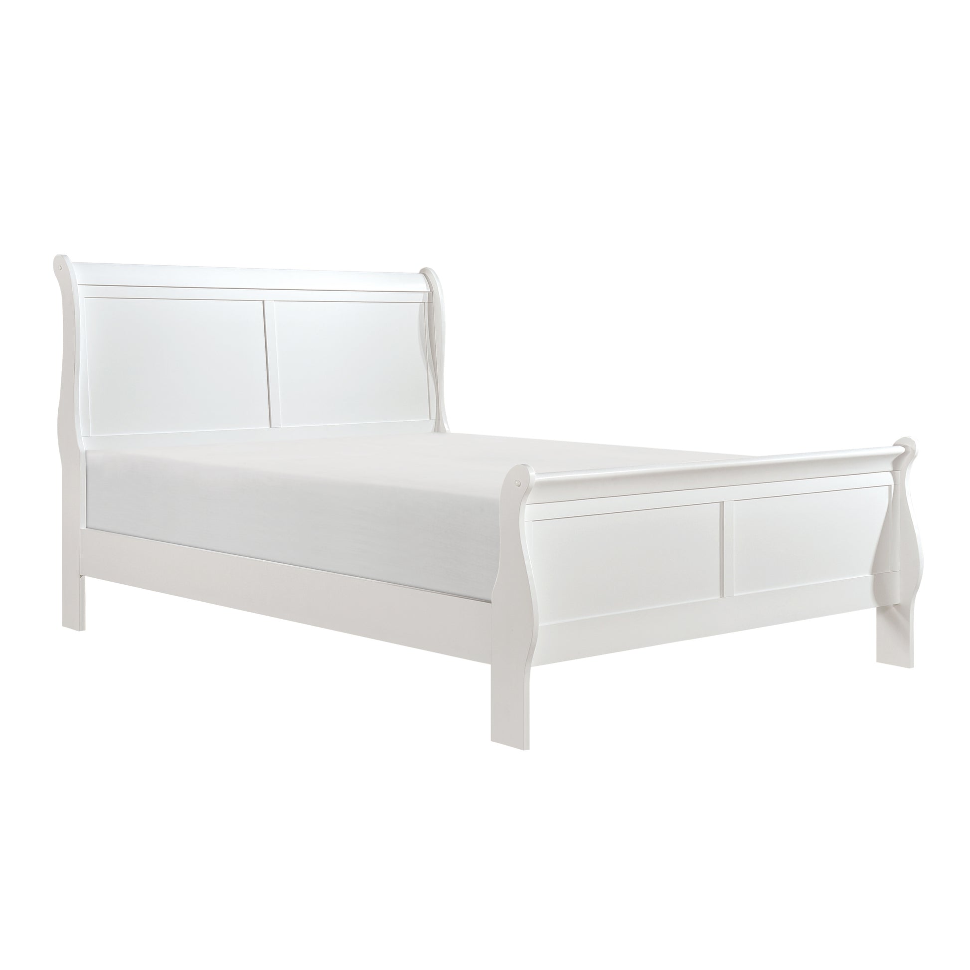 Classic Louis Philipe Style White Full Size Bed 1Pc Traditional Design Bedroom Furniture Sleigh Bed Box Spring Required Full White Wood Bedroom Traditional,Transitional Bed Frame Wood