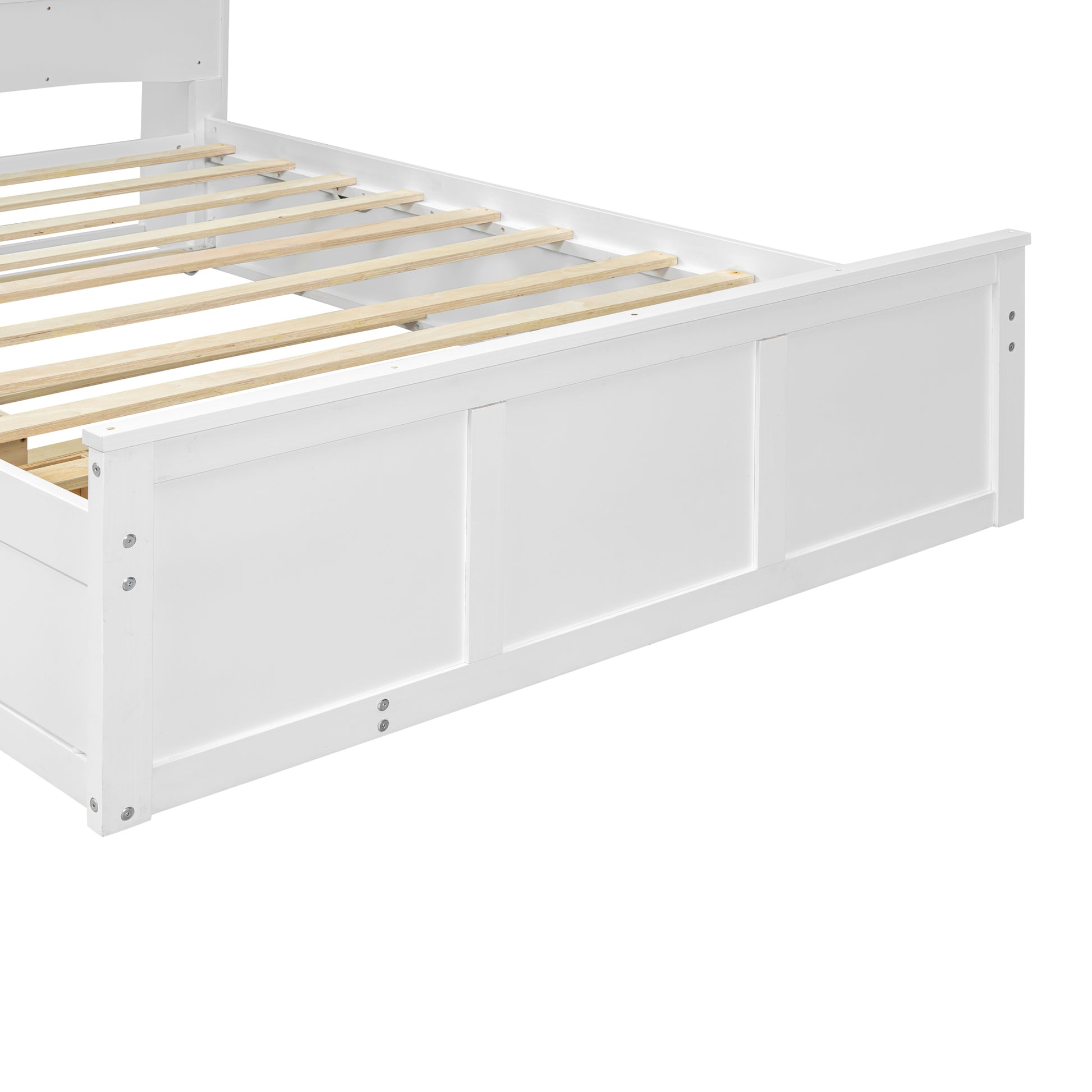 Full Size Wood Pltaform Bed With Win Size Trundle, 3 Drawers, Upper Shelves And A Set Of Usb Ports & Sockets, White White Solid Wood Mdf