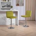 Coolmore Bar Stools With Back And Footrest Counter Height Dining Chairs 2Pc Set,360 Velvet Swivel Bar Stools Set Of 2, Adjustable Counter Height Bar Chairs Olive Velvet Olive Foam Velvet