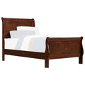 Classic Louis Philipe Style Twin Size Bed Brown Cherry Finish 1Pc Traditional Design Bedroom Furniture Sleigh Bed Box Spring Required Twin Brown Wood Bedroom Traditional,Transitional Bed Frame Wood
