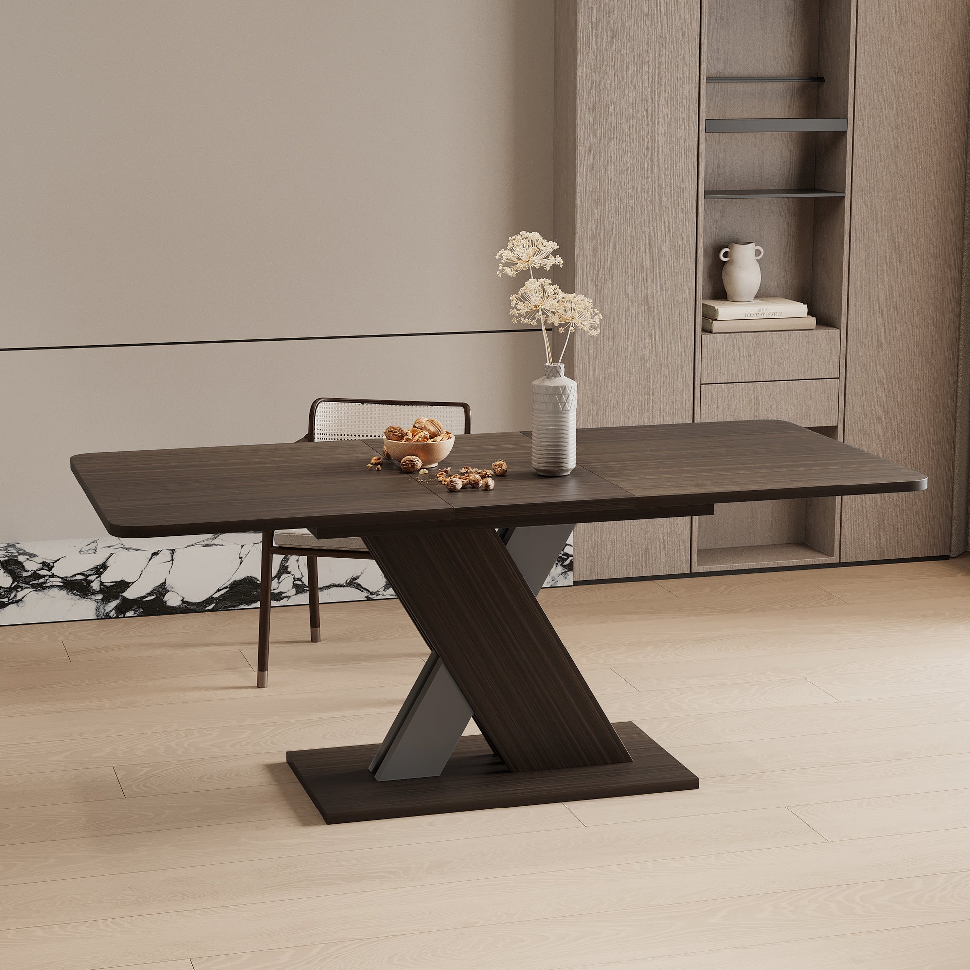 Multifunctional Extendable Console Table Grayish Brown Mdf