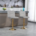Coolmore Bar Stools With Back And Footrest Counter Height Dining Chairs 2Pc Set,360 Velvet Swivel Bar Stools Set Of 2, Adjustable Counter Height Bar Chairs Gray Velvet Gray Primary Living Space Foam Velvet