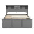 Full Size Wood Pltaform Bed With Win Size Trundle, 3 Drawers, Upper Shelves And A Set Of Usb Ports & Sockets, Gray Gray Solid Wood Mdf