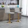 Coolmore Bar Stools With Back And Footrest Counter Height Dining Chairs 2Pc Set,360 Velvet Swivel Bar Stools Set Of 2, Adjustable Counter Height Bar Chairs Gray Velvet Gray Primary Living Space Foam Velvet