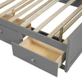 Full Size Wood Pltaform Bed With Win Size Trundle, 3 Drawers, Upper Shelves And A Set Of Usb Ports & Sockets, Gray Gray Solid Wood Mdf