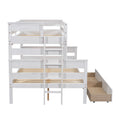 Wood Twin Over Full Bunk Bed With 2 Drawers, White Box Spring Not Required White Wood Bedroom Bunk Solid Wood Mdf