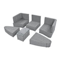 6 Piece Patio Outdoor Conversation Round Sofa Set, Pe Wicker Rattan Separate Seating Group With Coffee Table, Beige Yes Deep Seating Beige Weather Resistant Frame Water Resistant Cushion Garden & Outdoor Sofa Seating Groups Foam Rattan