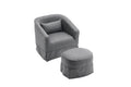 Swivel Barrel Chair With Ottoman, Swivel Accent Chairs Armchair For Living Room, Reading Chairs For Bedroom Comfy, Round Barrel Chairs With Black Metal Base Dark Grey Dark Gray Primary Living Space Modern Linen