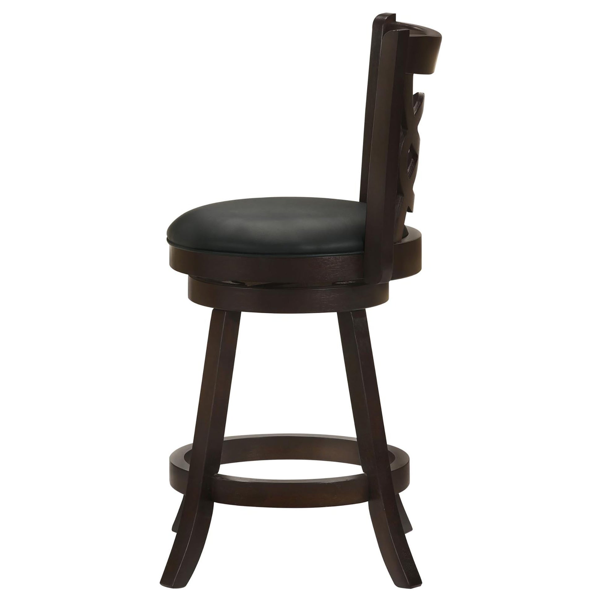 Cappuccino And Black Swivel Counter Height Stool Set Of 2 Solid Black Brown Dining Room Spot Clean Traditional Bar Stools Rubberwood Open Back Wood