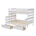 Wood Twin Over Full Bunk Bed With 2 Drawers, White Box Spring Not Required White Wood Bedroom Bunk Solid Wood Mdf