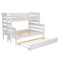 Wood Twin Over Full Bunk Bed With Twin Size Trundle, White Box Spring Not Required White Wood Bedroom Solid Wood Mdf