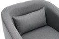 Swivel Barrel Chair With Ottoman, Swivel Accent Chairs Armchair For Living Room, Reading Chairs For Bedroom Comfy, Round Barrel Chairs With Black Metal Base Dark Grey Dark Gray Primary Living Space Modern Linen