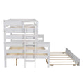 Wood Twin Over Full Bunk Bed With Twin Size Trundle, White Box Spring Not Required White Wood Bedroom Solid Wood Mdf