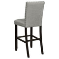 Grey And Antique Noir Solid Back Bar Stool Set Of 2 Solid Grey Brown Dining Room Spot Clean Transitional Bar Stools Rubberwood Solid Back Foam Upholstered