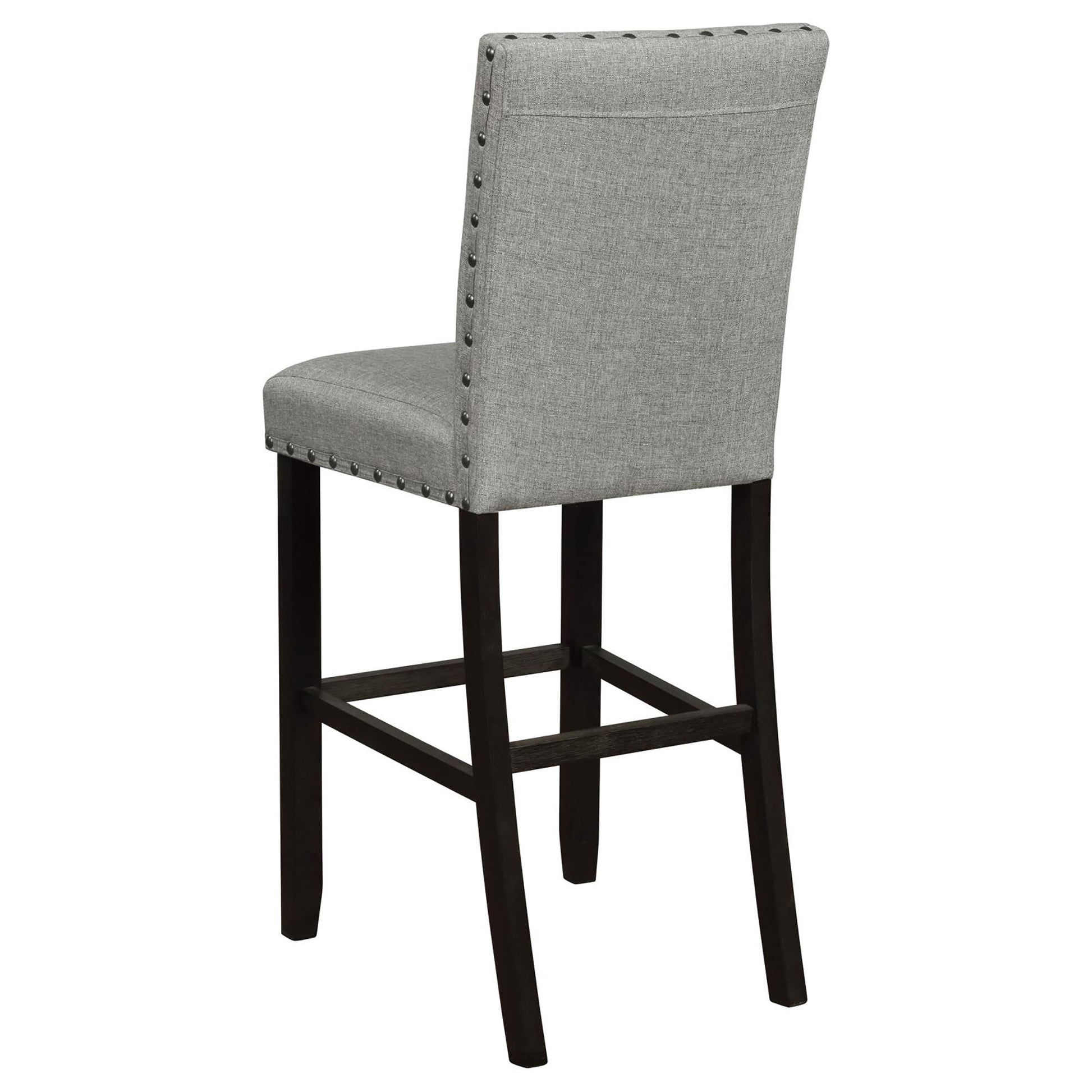 Grey And Antique Noir Solid Back Bar Stool Set Of 2 Solid Grey Brown Dining Room Spot Clean Transitional Bar Stools Rubberwood Solid Back Foam Upholstered
