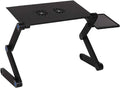 Foldable Aluminum Laptop Desk Adjustable Portable Table Stand With 2 Cpu Cooling Fans And Mouse Pad Black Metal