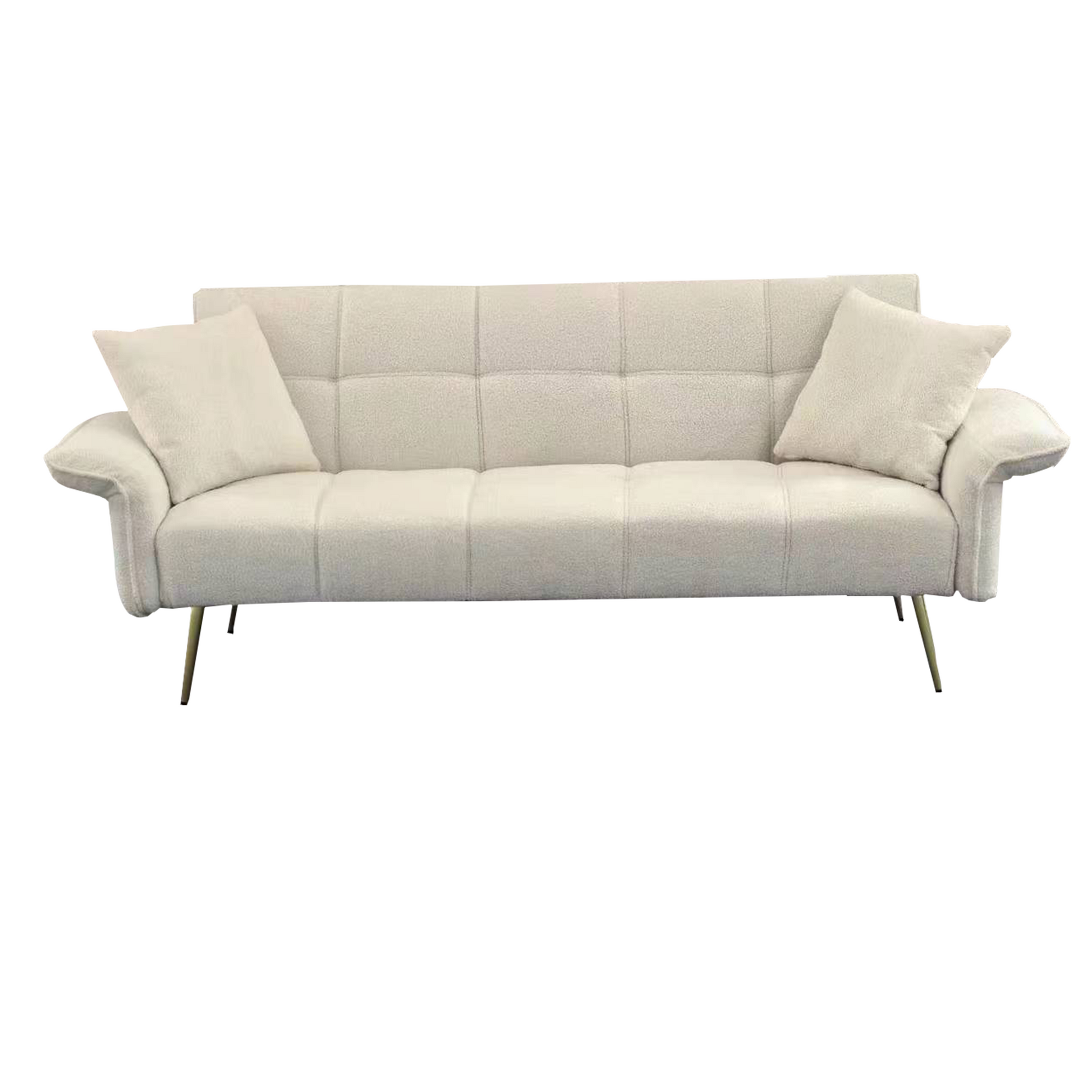 70.1 "Futon Sofa Bed, Convertible Double Sofa Bed With Folding Armrests For Living Rooms And Small Spaces Beige Light Brown Velvet Wood Primary Living Space Medium Soft Loose Back Contemporary Eucalyptus Foam Foam 2 Seat