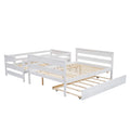 Wood Twin Over Full Bunk Bed With Twin Size Trundle, White Box Spring Not Required White Wood Bedroom Solid Wood Mdf
