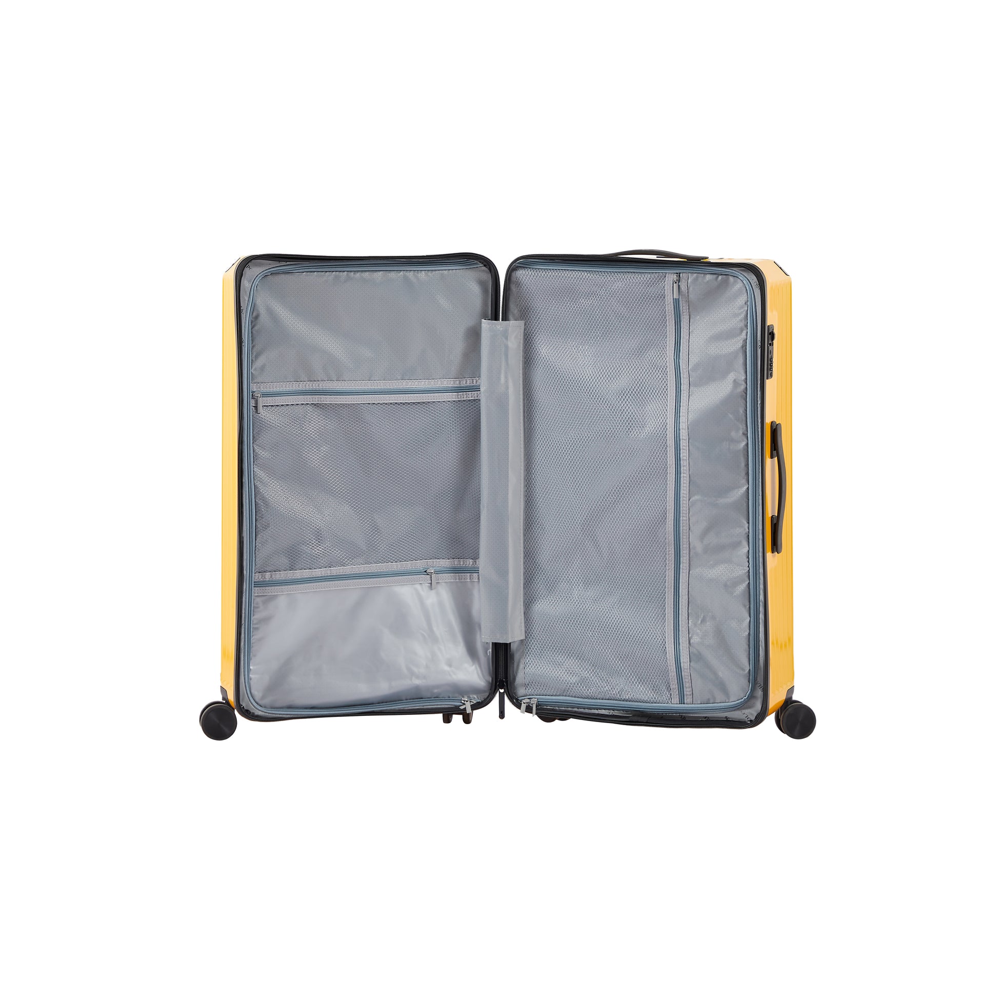Luggage Set 4 Pcs 20" 24" 29" Travel Bag , Pc Abs Durable Lightweight Luggage With Collapsible Cup Holder, 360 Silent Spinner Wheels, Tsa Lock, Yellow Yellow Abs Pc