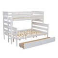 Wood Twin Over Full Bunk Bed With 2 Drawers, White Box Spring Not Required White Wood Bedroom Bunk Solid Wood Mdf