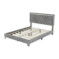 3 Pieces Bedroom Sets,Queen Size Upholstered Platform Bed With Led Lights And Two Nightstands Gray Gray Velvet