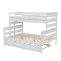 Wood Twin Over Full Bunk Bed With Twin Size Trundle, White Box Spring Not Required White Wood Bedroom Solid Wood Mdf