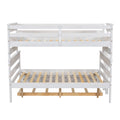 Wood Twin Over Full Bunk Bed With Twin Size Trundle, White Box Spring Not Required White Wood Bedroom Solid Wood Mdf