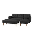 Black Fabric Right Facingsectional Sofa Bedl Shape Sofa Chaise Lounge With Ottoman Bench Black Wood Tufted Back Square Arms Foam Fabric 3 Seat