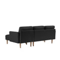 Black Fabric Right Facingsectional Sofa Bedl Shape Sofa Chaise Lounge With Ottoman Bench Black Wood Tufted Back Square Arms Foam Fabric 3 Seat