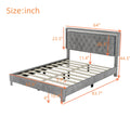 Queen Size Upholstered Bed Frame With Led Lights,Modern Velvet Platform Bed With Tufted Headboard,Gray Gray Velvet